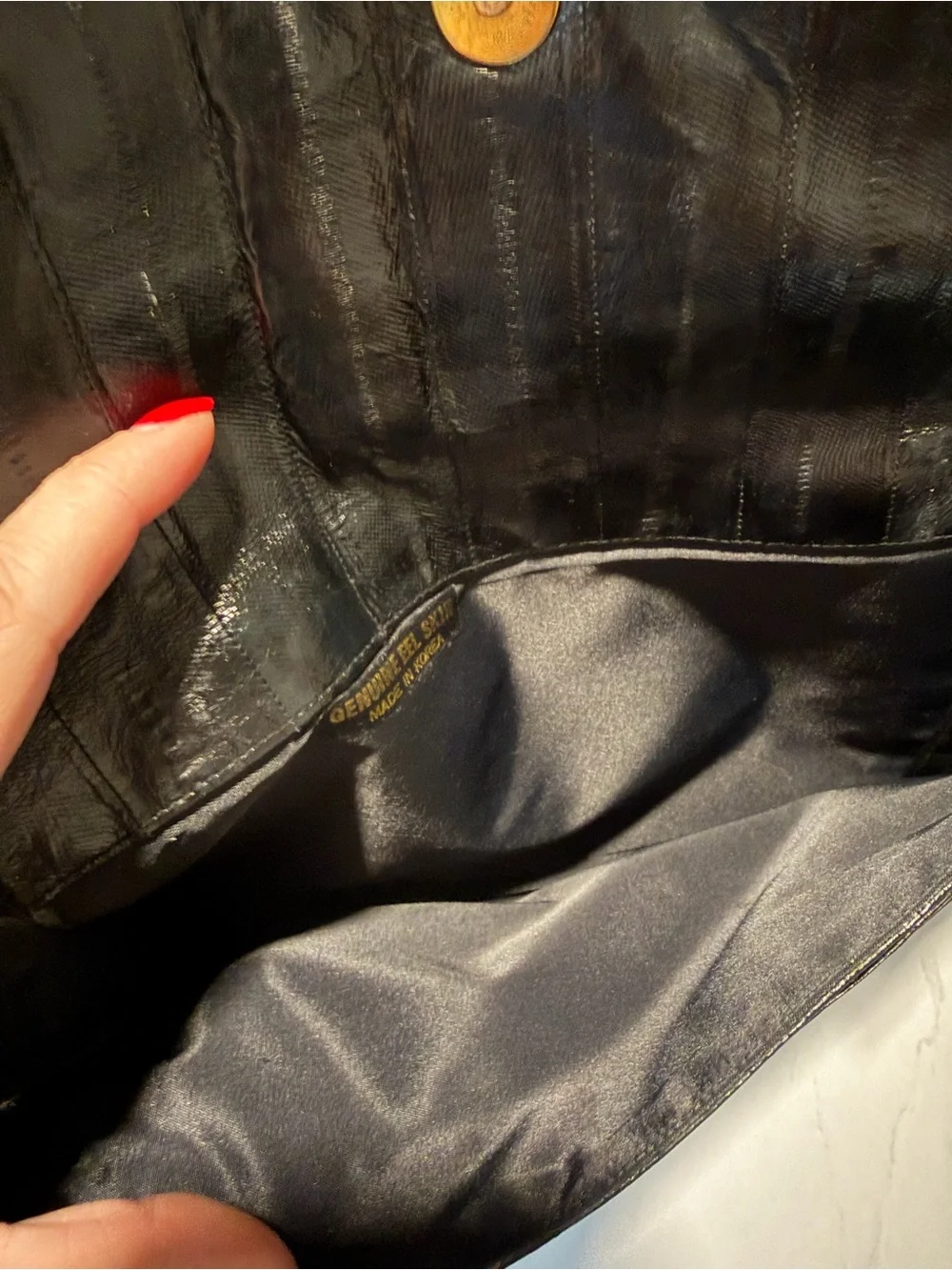 Black Eel Skin Leather Vintage Clutch